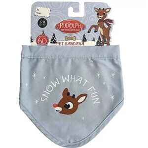 NWT ~ Rudolph The Red Nosed Reindeer  "Snow What Fun" Pet Bandana (Small/Medium)
